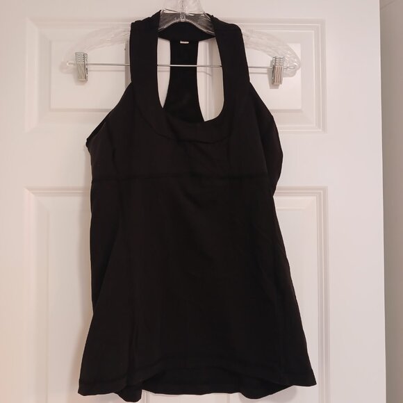 LULULEMON Throwback Scoop Neck Racerback Mesh Tank Top Black Bra Light Support - Picture 3 of 4